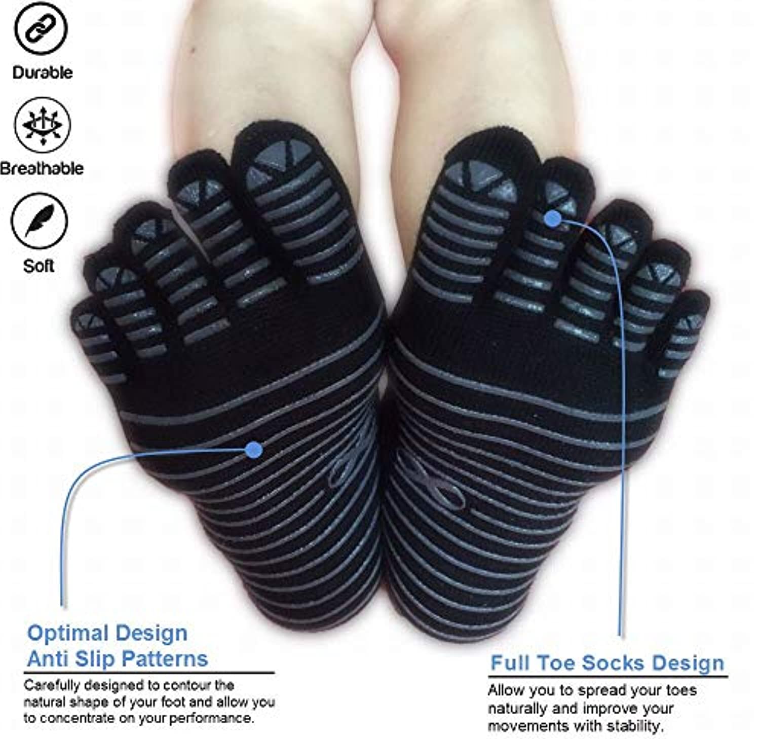 YogiSocks Juego de 6 calcetines antiderrapantes, con máximo agarre, para  yoga, pilates, barre Bikram, hospital, para las mujeres