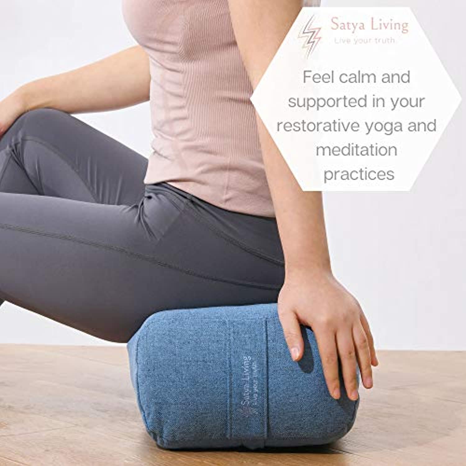 BALAYAGE - Cojín de meditación para yoga, rectangular, soporte