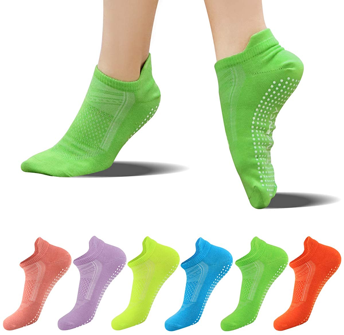 Paquete de 6 calcetines deportivos acolchados para mujer, calcetines de  algodón con compresión de arco