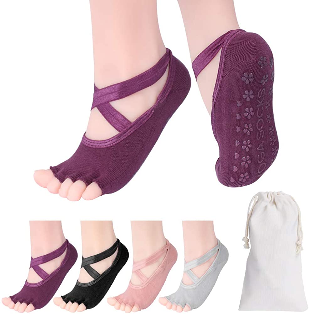 Calcetines antideslizantes con estampado degradado, deportivo y novedoso  para mujer, calcetines de yoga antideslizantes para pilates, barras, ballet