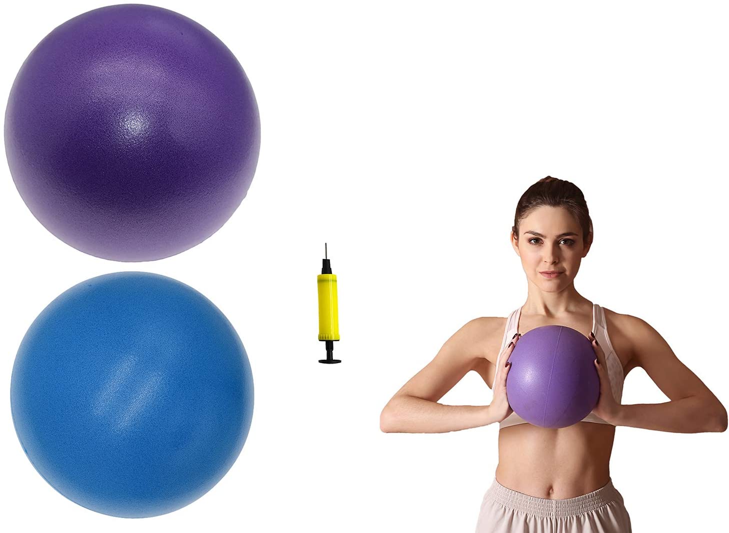 BATDIYOW Pelota de ejercicio pequeña de pilates, mini pelota de yoga con  bomba de mano para yoga, pilates, estiramiento, terapia física, equilibrio