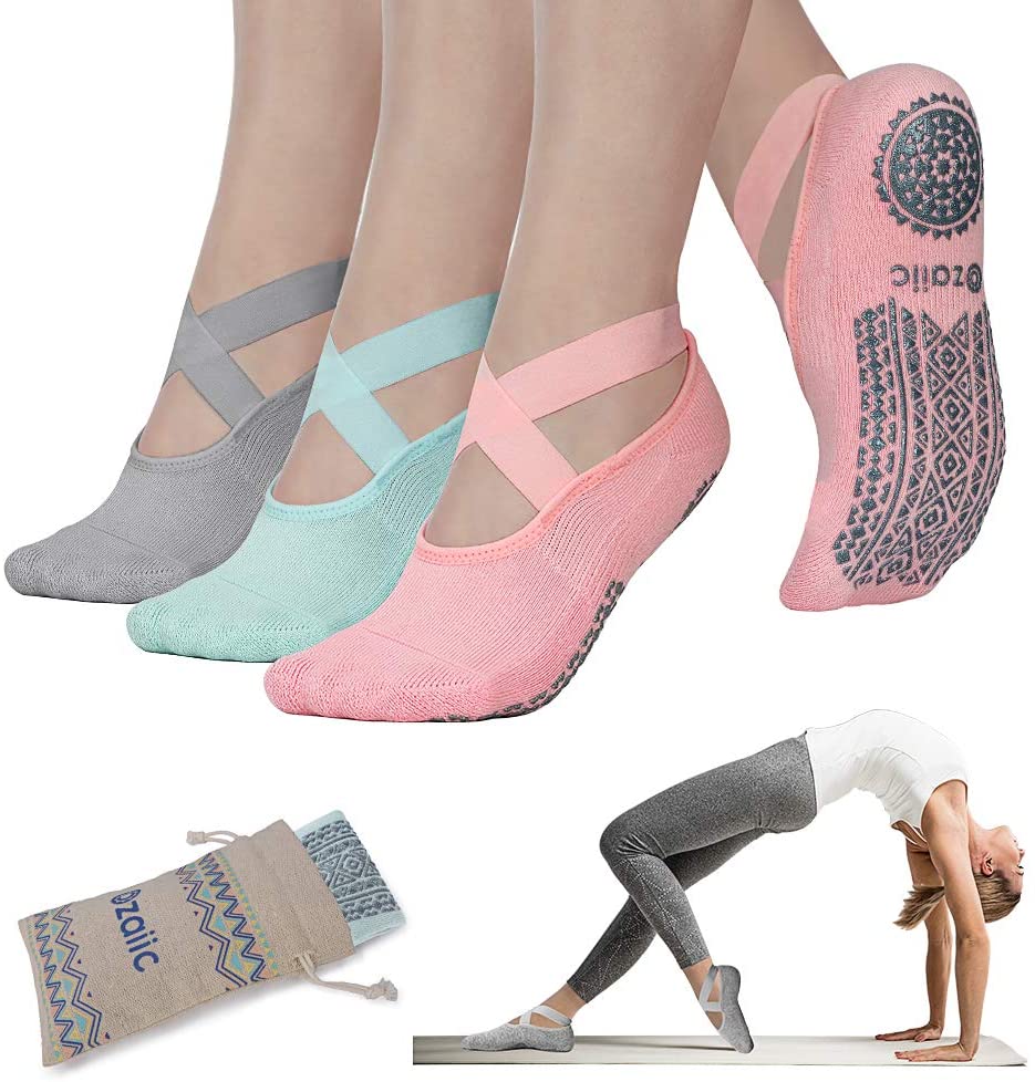 Calcetines De Yoga Para Mujer, Calcetines De Pilates, Correas  Antideslizantes, Ideales Para Entrenamiento Descalzo De Baile De Ballet  Pure Barre De 2,29 €