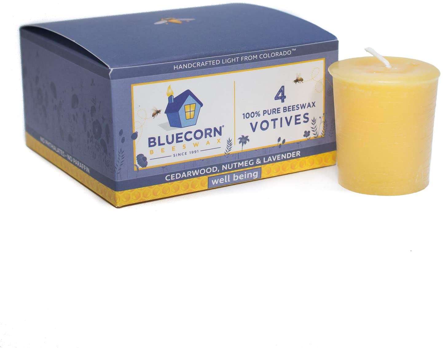 BlueCorn Pure Beeswax 4.4oz Glass Votive