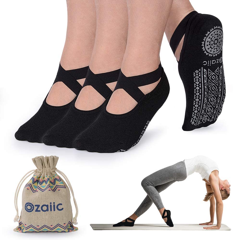 Calcetines de yoga para mujer antideslizantes y con correas, ideal par –