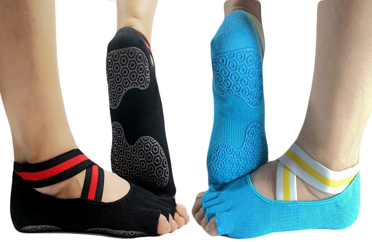 MojaSports Calcetines cómodos con alineación de dedos con forro de gel (5  pares de calcetines y protector de dedo gordo) separador de dedos de los