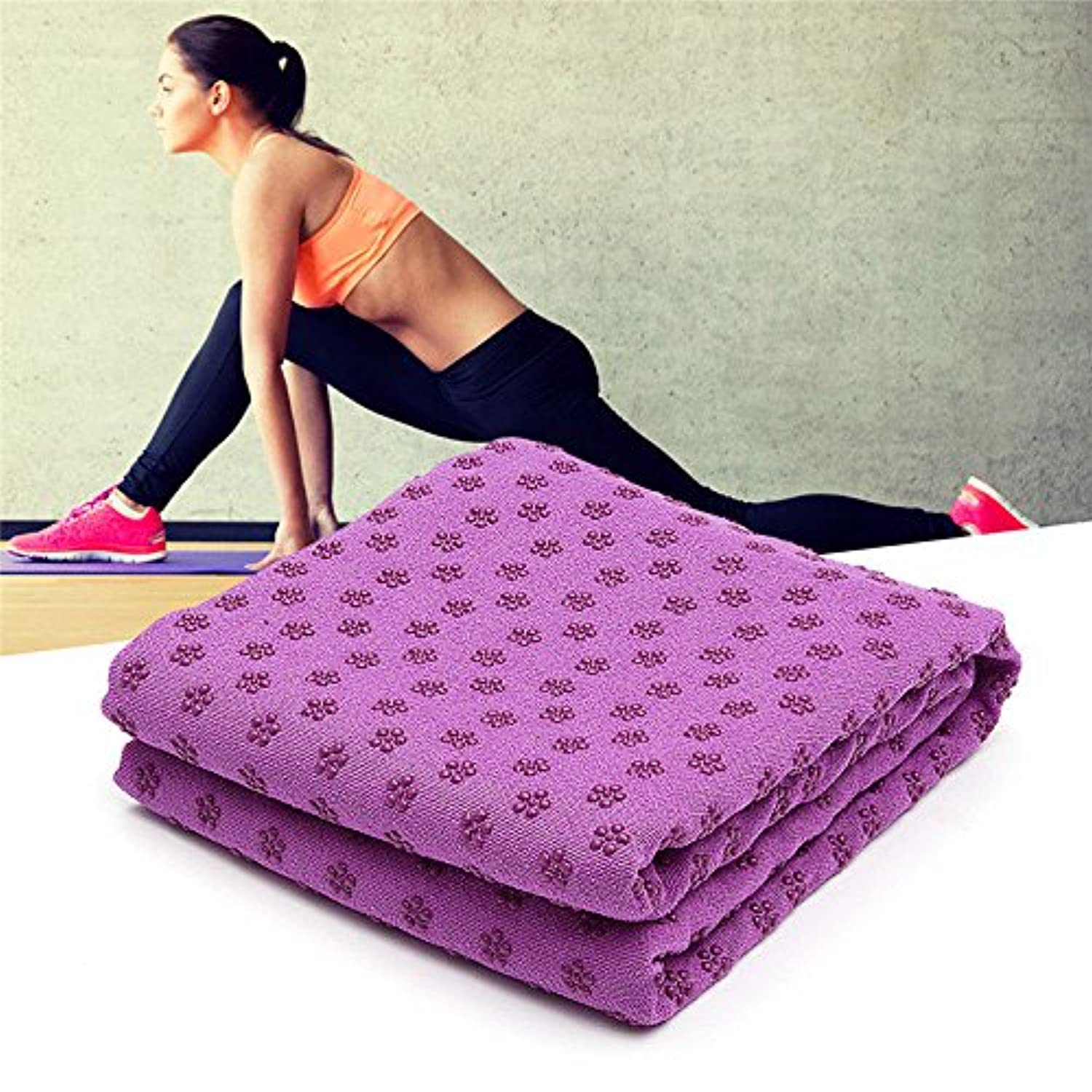POLYTE Tapete de microfibra para toalla de yoga caliente con agarre de  silicona antideslizante y correas elásticas de ajuste seguro, 24 x 72  pulgadas