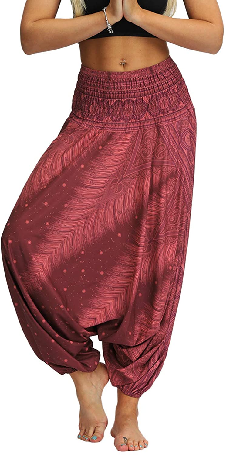 Lu's Chic - Pantalones holgados para mujer, estilo hippie indio, cintu –