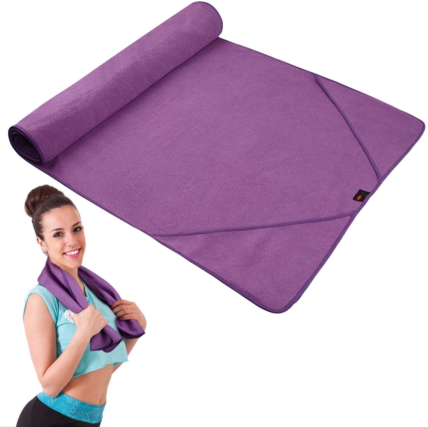 Toalla de yoga antideslizante con bolsillos en las esquinas para esterilla  de yoga, toalla de yoga de microfibra del tamaño de una alfombrilla para