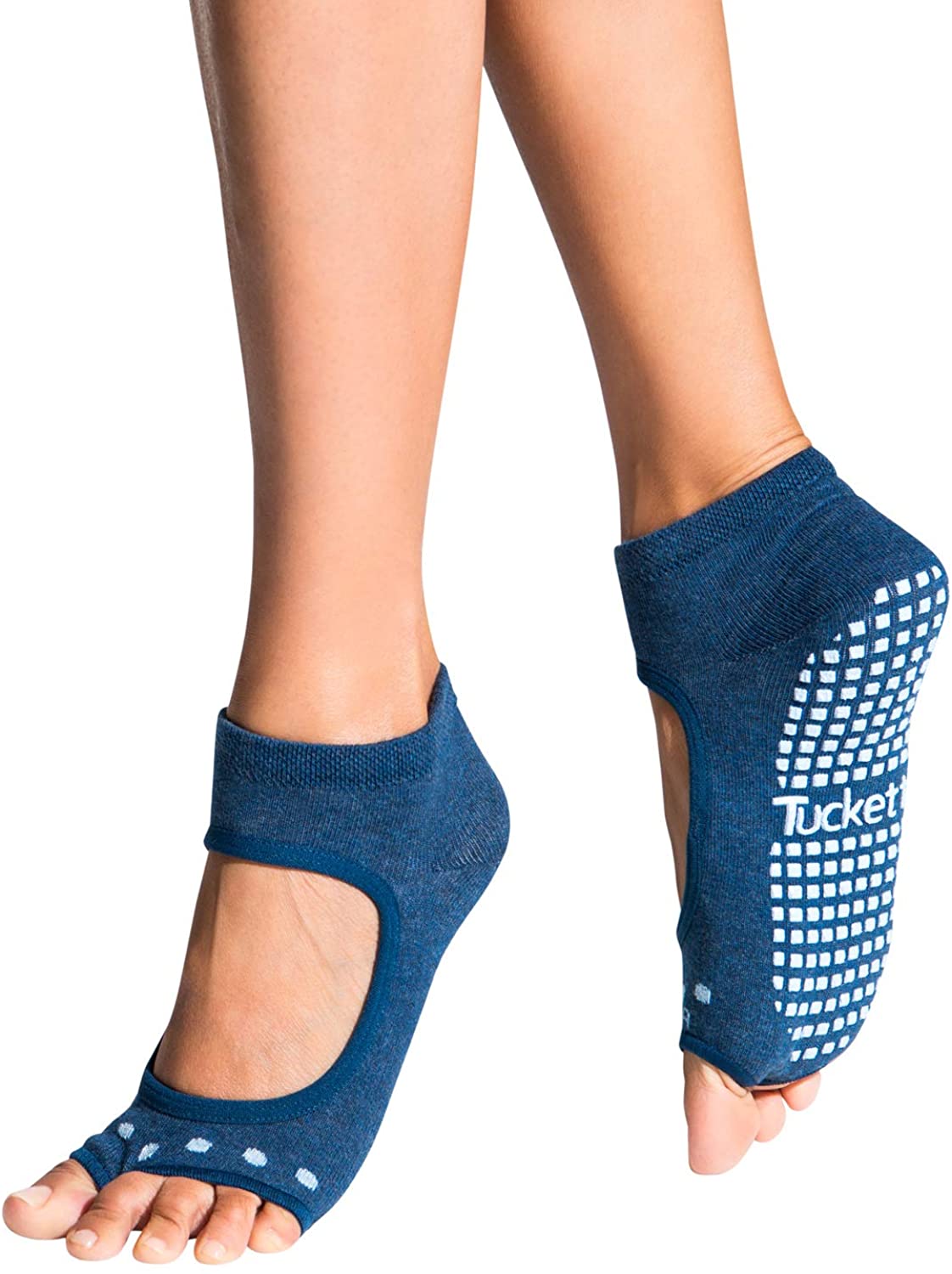 Hicdaw 4 pares de calcetines de yoga para pilates, calcetines de ballet  barre, calcetines antideslizantes sin dedos, calcetines elásticos de