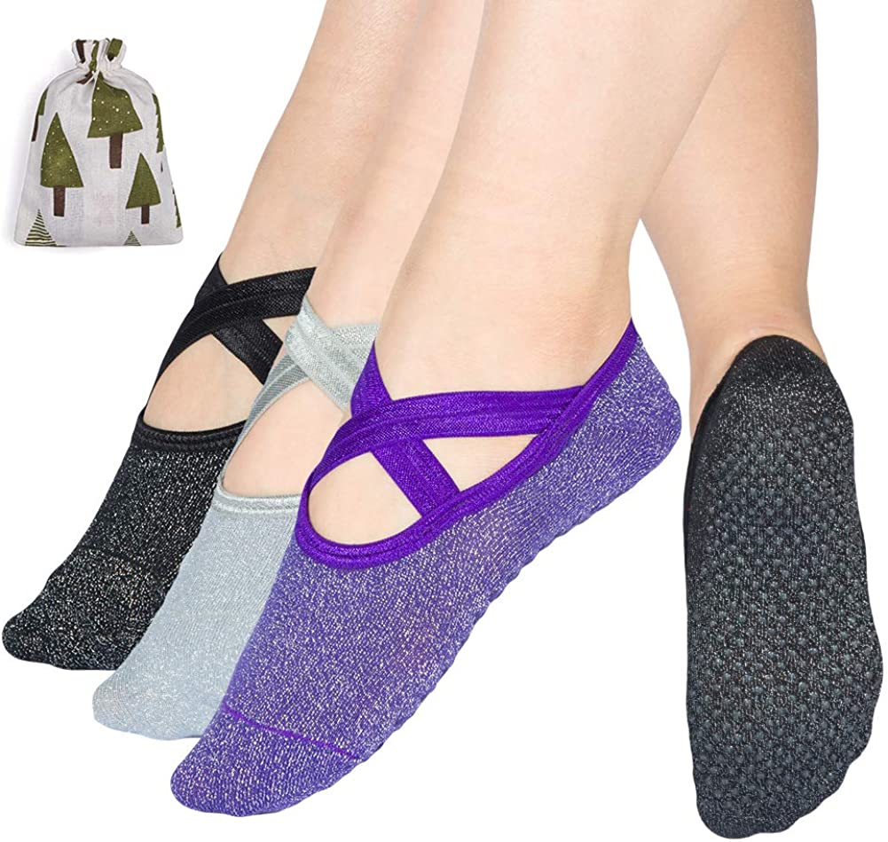  B/N FS - Calcetines de yoga antideslizantes para mujer, con  tirantes antideslizantes, para pilates, ballet, entrenamiento descalzo  (color: naranja) : Ropa, Zapatos y Joyería