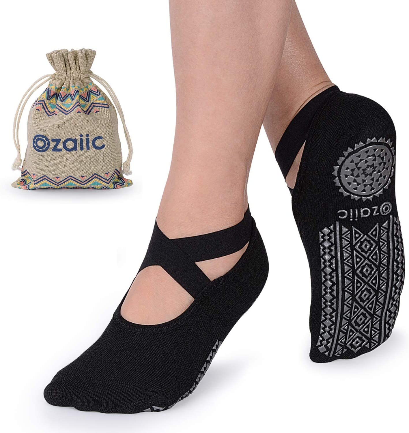 Calcetines de yoga para mujer antideslizantes y con correas, ideal par –