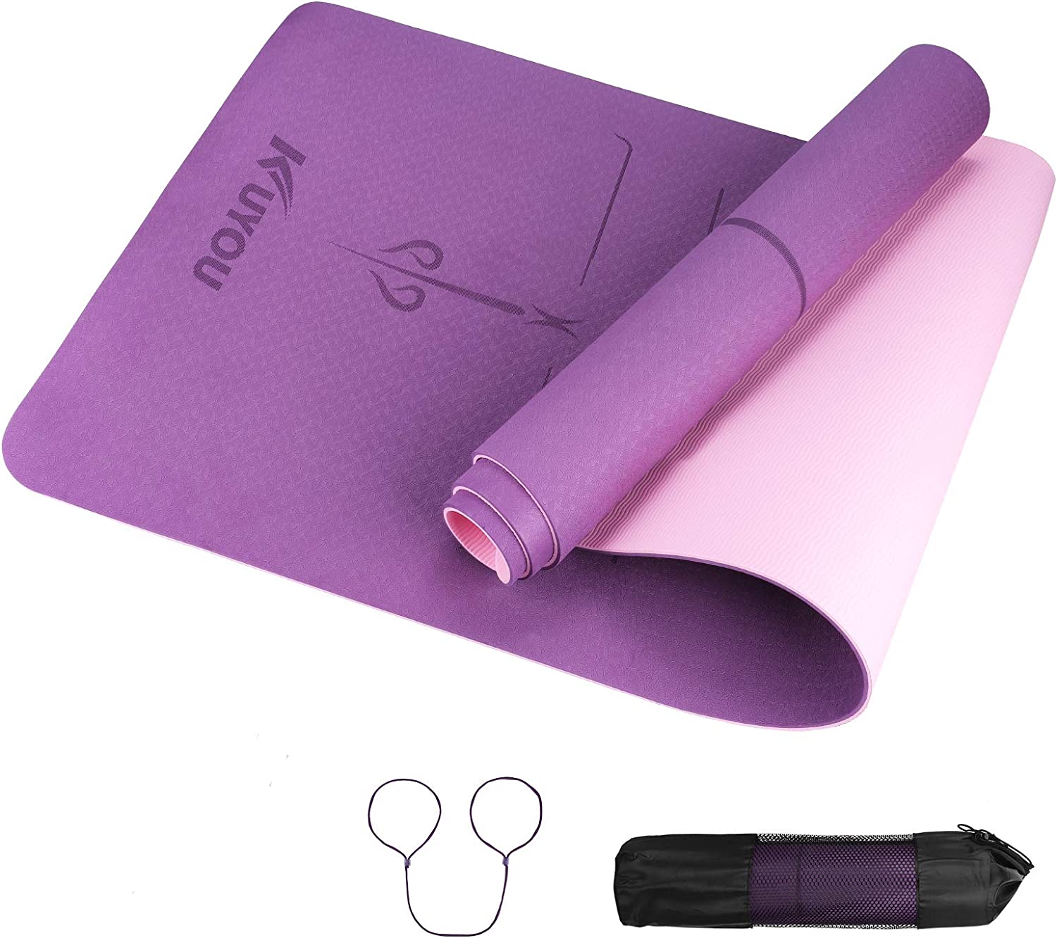Esterilla de yoga plegable de 4 mm de grosor, 68 x 24 pulgadas,  antideslizante, plegable