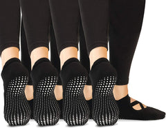 Buy LA Active Grip Socks - Yoga Pilates Barre Non Slip - Ballet (Medium,  Noire Black - 2 Pairs, Pointe) at