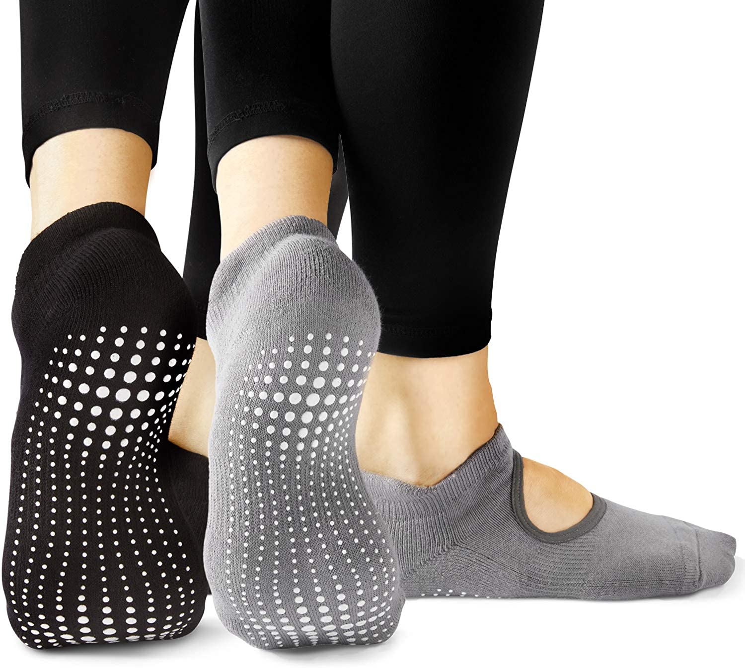 Calcetines antideslizantes para yoga y pilates barre, Tphon Grippers  pegajosos antideslizantes calcetines para mujer, 4/6/8 pares