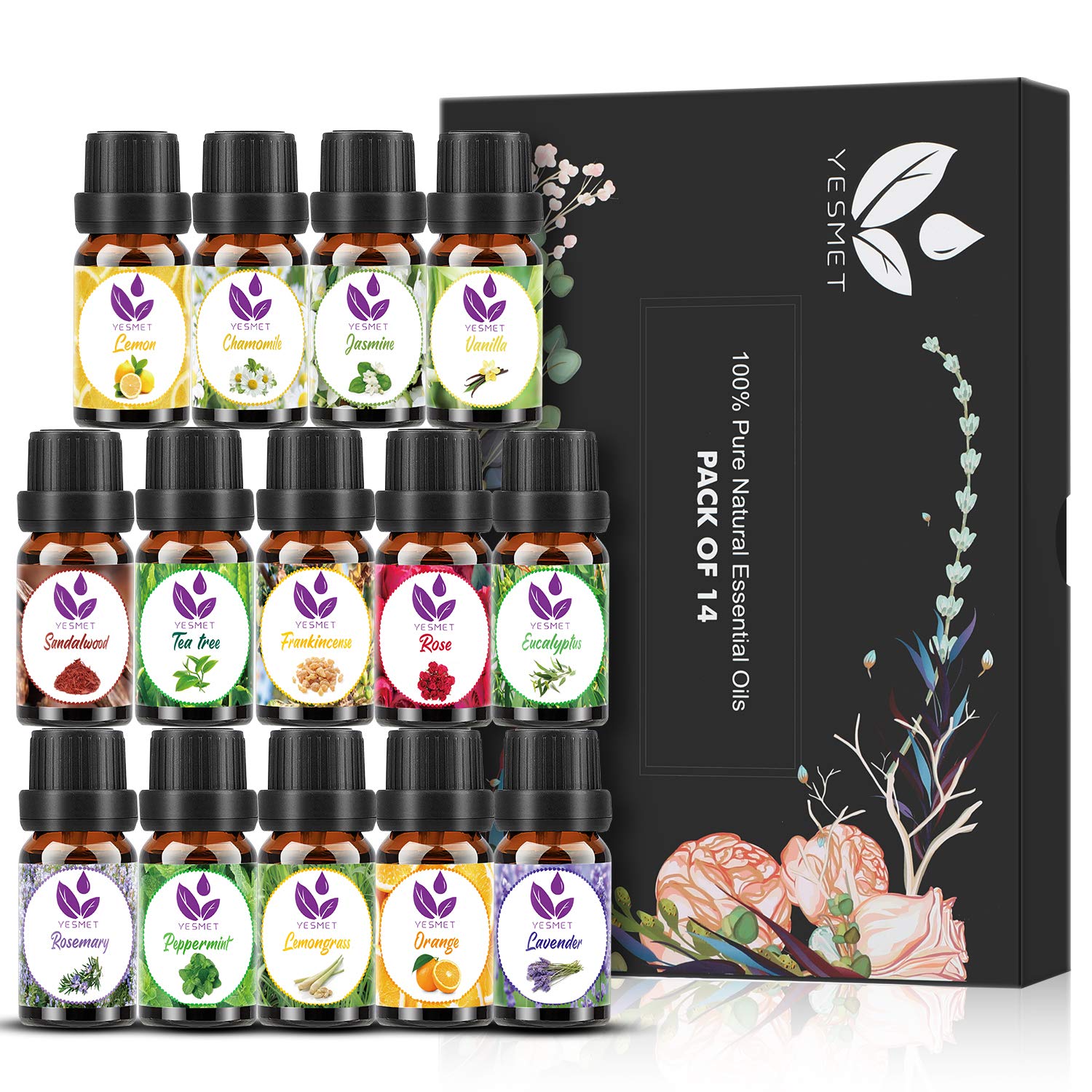 Essential Oils by Pure Essentials 100% Pure Oils kit- Top 6 Aromatherapy  Oils Gift Set-6 Pack, 10ML(Eucalyptus, Lavender, Lemon Grass, Orange,  Peppermint, Tea Tree) : Health & Household 