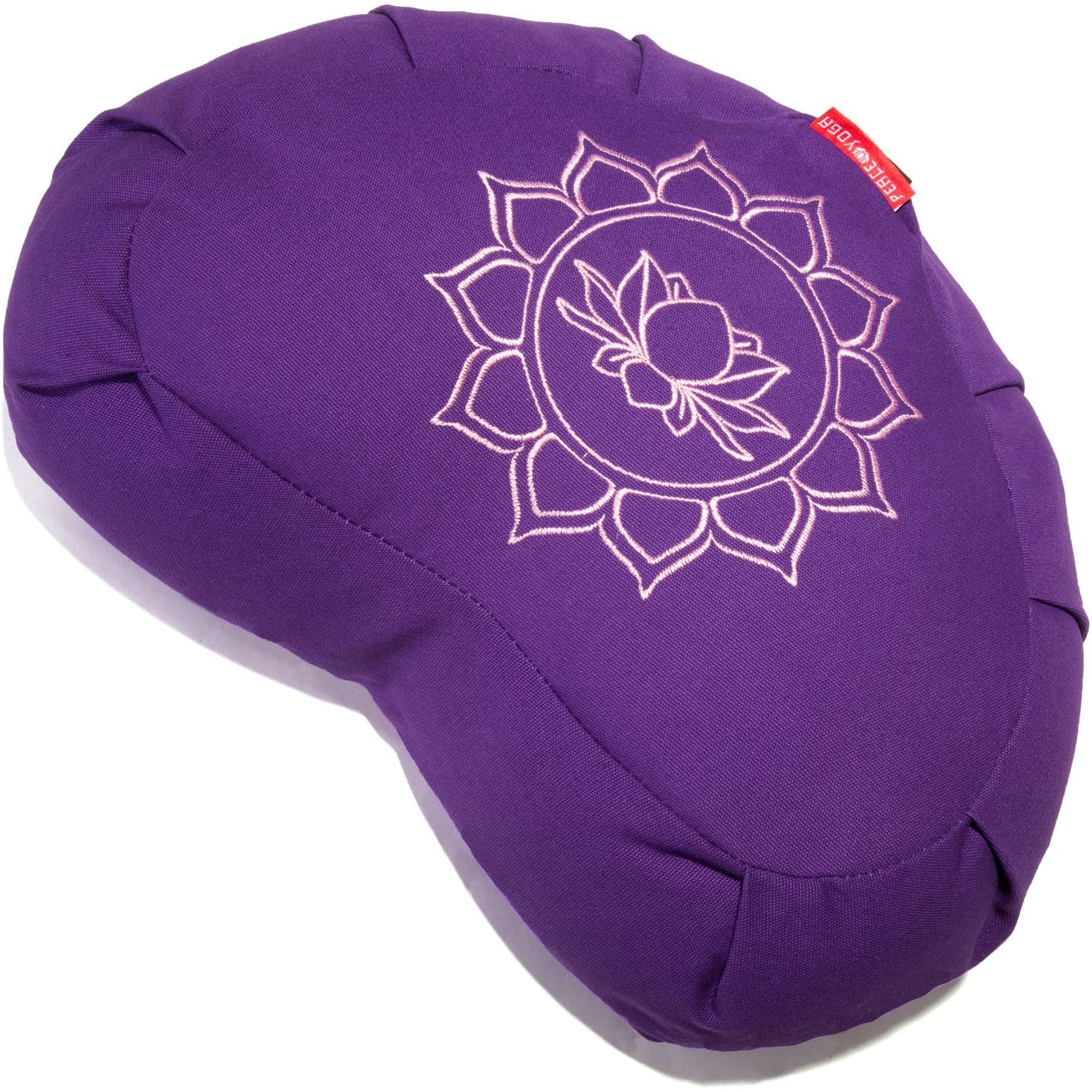 Mindful & Modern - Cojín de meditación grande | Asiento de almohada de yoga  Zafu con relleno de casco de trigo sarraceno en forma de media luna con