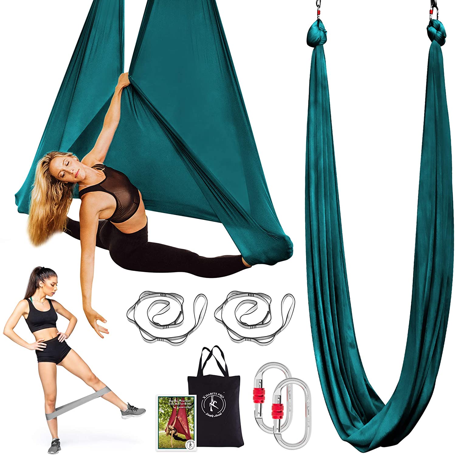 X Habits Pro Premium - Hamaca aérea de yoga – Juego de columpio de yoga  aéreo – Sedas antigravedad – Equipo de inversión para yoga volador –  Hardware