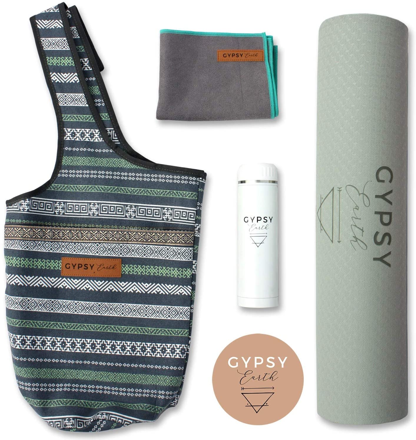 Gypsy Earth - Bolsa de transporte para yoga con Tapete de yoga, botella de  bebida sostenible y toalla de microfibra (rosa), botella de bebida, salud, 