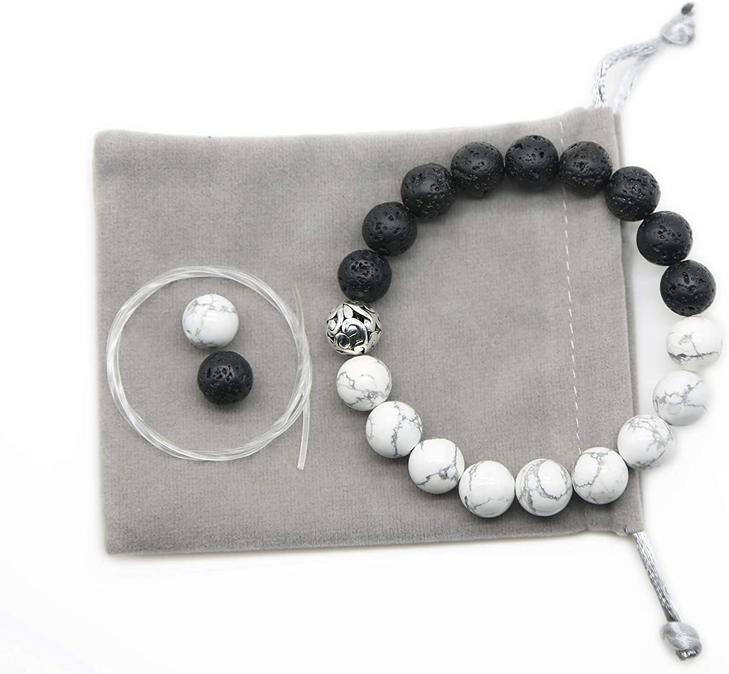 Pulsera Hombre De Piedras Naturales Y Acero Inoxidable | Cuentas Cuadradas De Ágata India, Cierre De Mosquetón, Talla 16.5-20 Cm