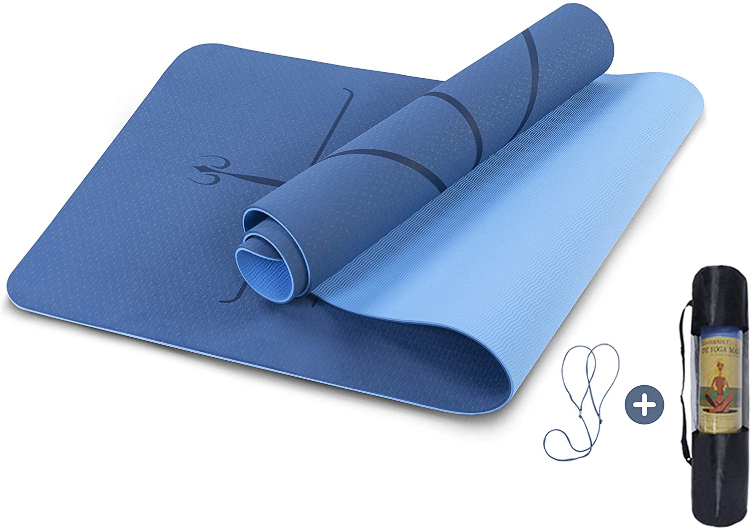  Signature Fitness Esterilla de yoga extra gruesa de alta  densidad antidesgarros de 1 pulgada con correa de transporte, color negro :  Deportes y Actividades al Aire Libre