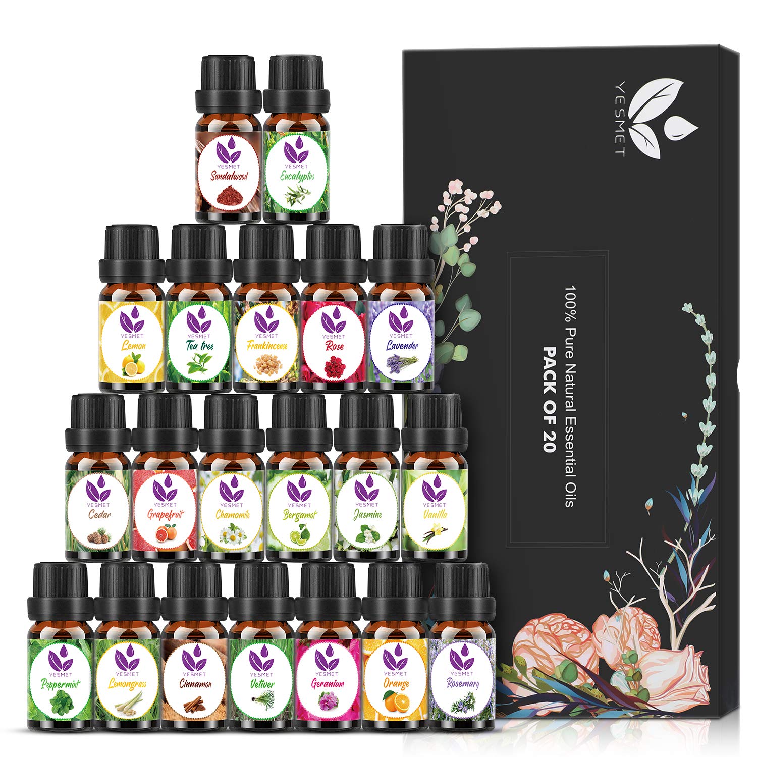 Lavender + Eucalyptus Essential Oil Aromatherapy Oil, 100% Pure Essential  Oils for Diffuser, Humidifier, Massage