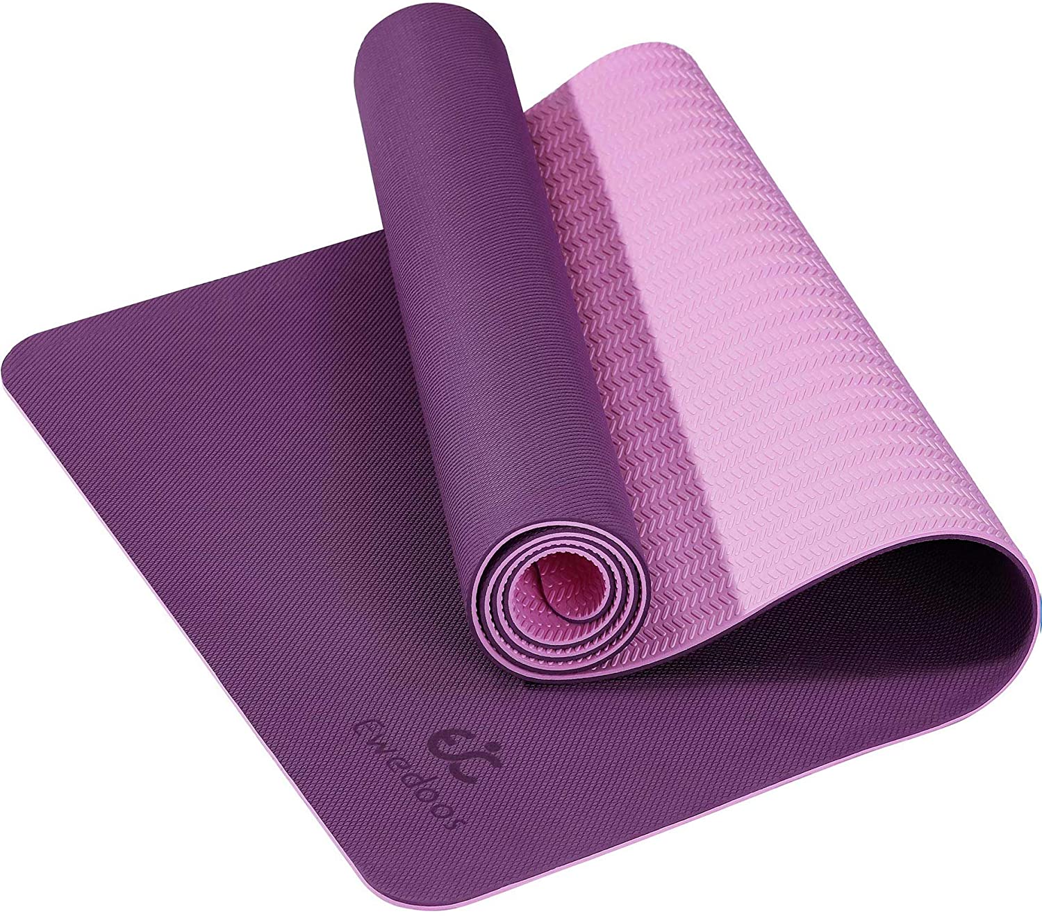 JMAHM Esterilla de yoga amistosa para pilates gruesa de TPE antideslizante  diseño de doble color grueso acolchado pilates con asa de transporte para