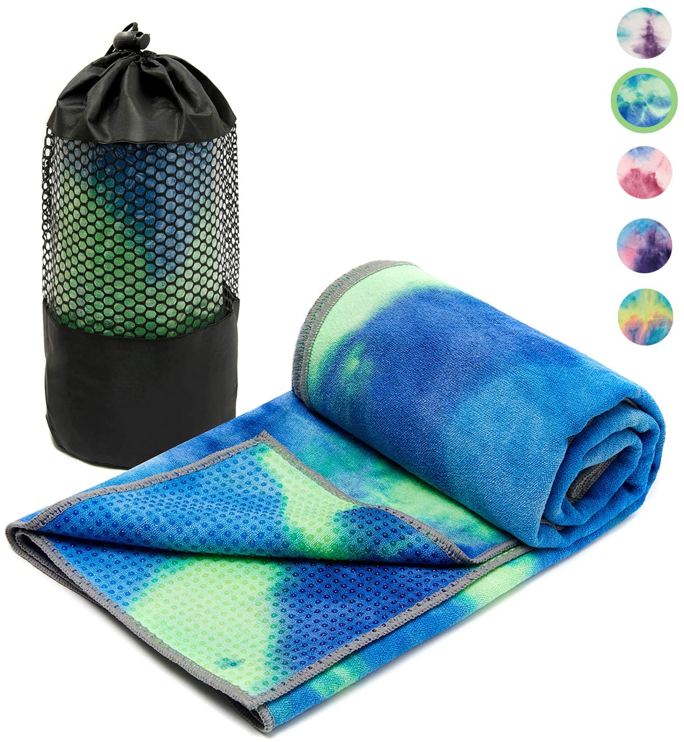 Toallas de yoga, toalla antideslizante para esterilla de yoga caliente con  puntos de agarre, manta de yoga de microfibra suave súper absorbente para
