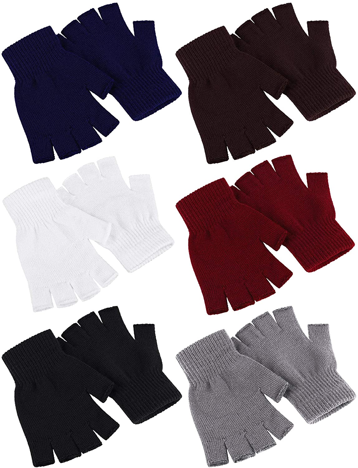 Guantes sin dedos para mujer, guantes de medio dedo de invierno, elásticos,  sin dedos, unisex