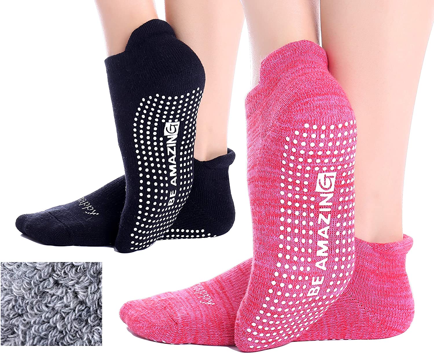 Muezna Non Slip Yoga Socks for Women, Anti-Skid Pilates, Barre, Hospital  Socks w