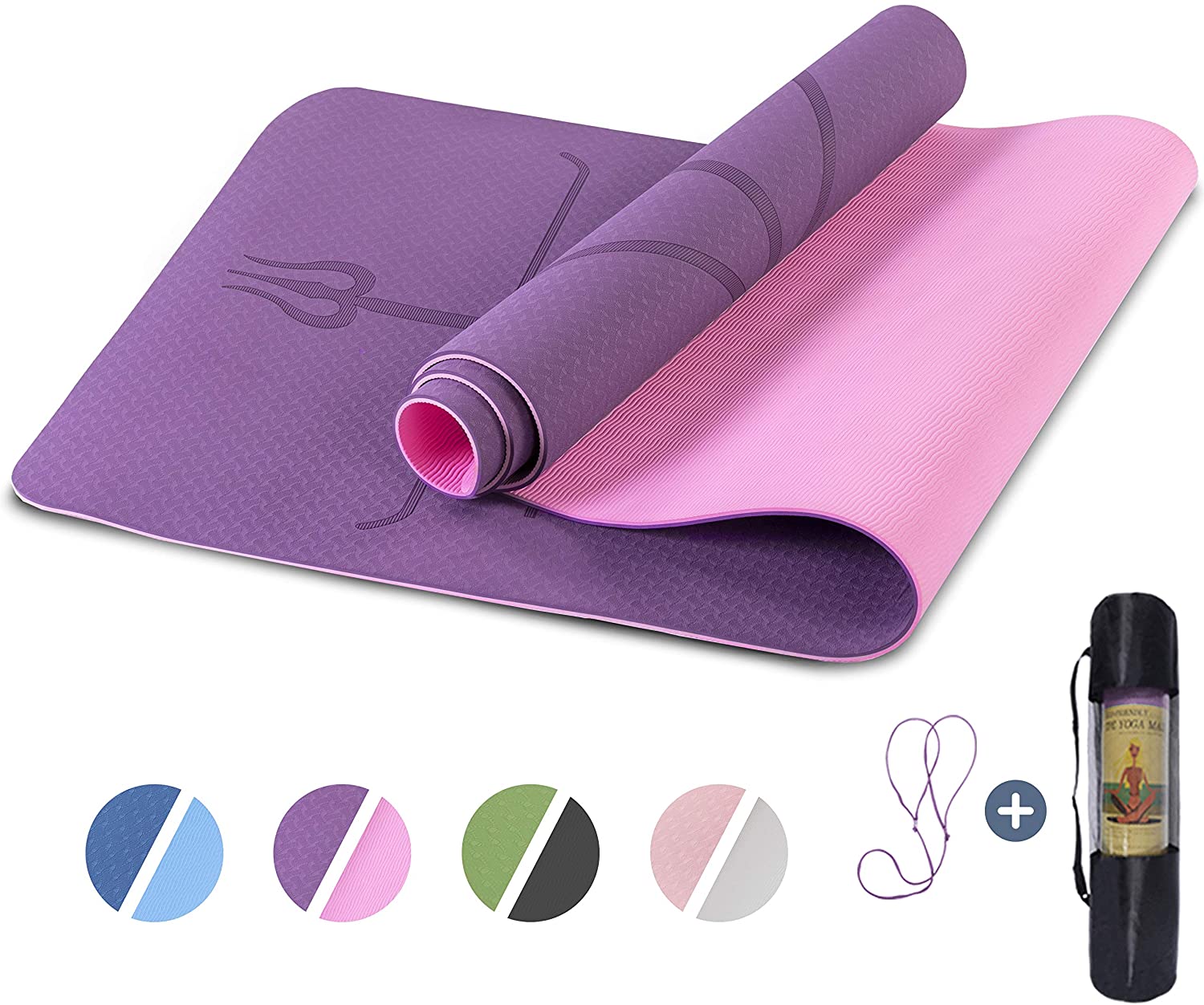 Unipack - Esterilla de yoga (0.197 in de grosor, antideslizante, para yoga,  pilates, 2.677 x 0.945 x 0.197 in)